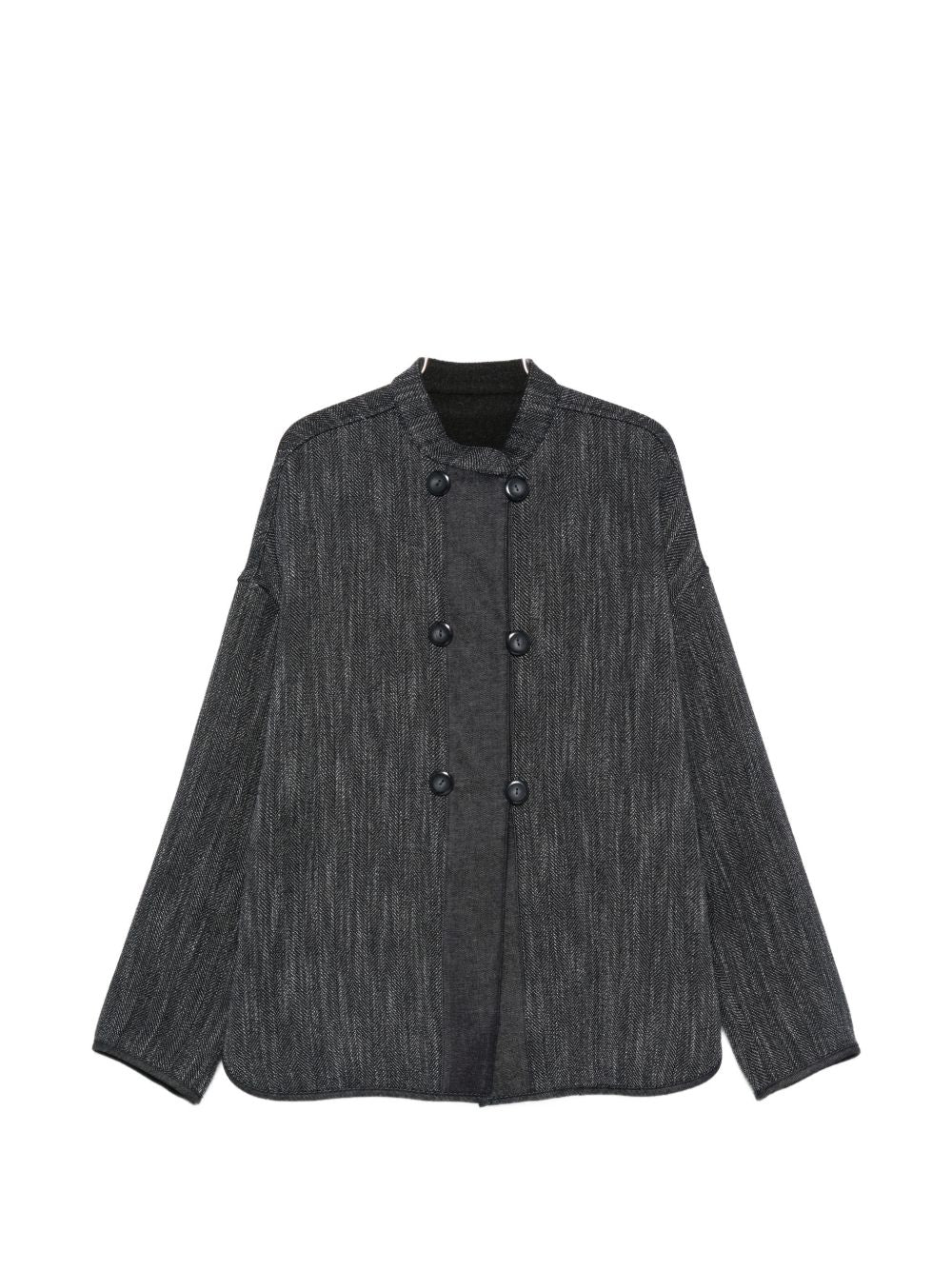 Herringbone Double-Breasted Jacket — Charcoal