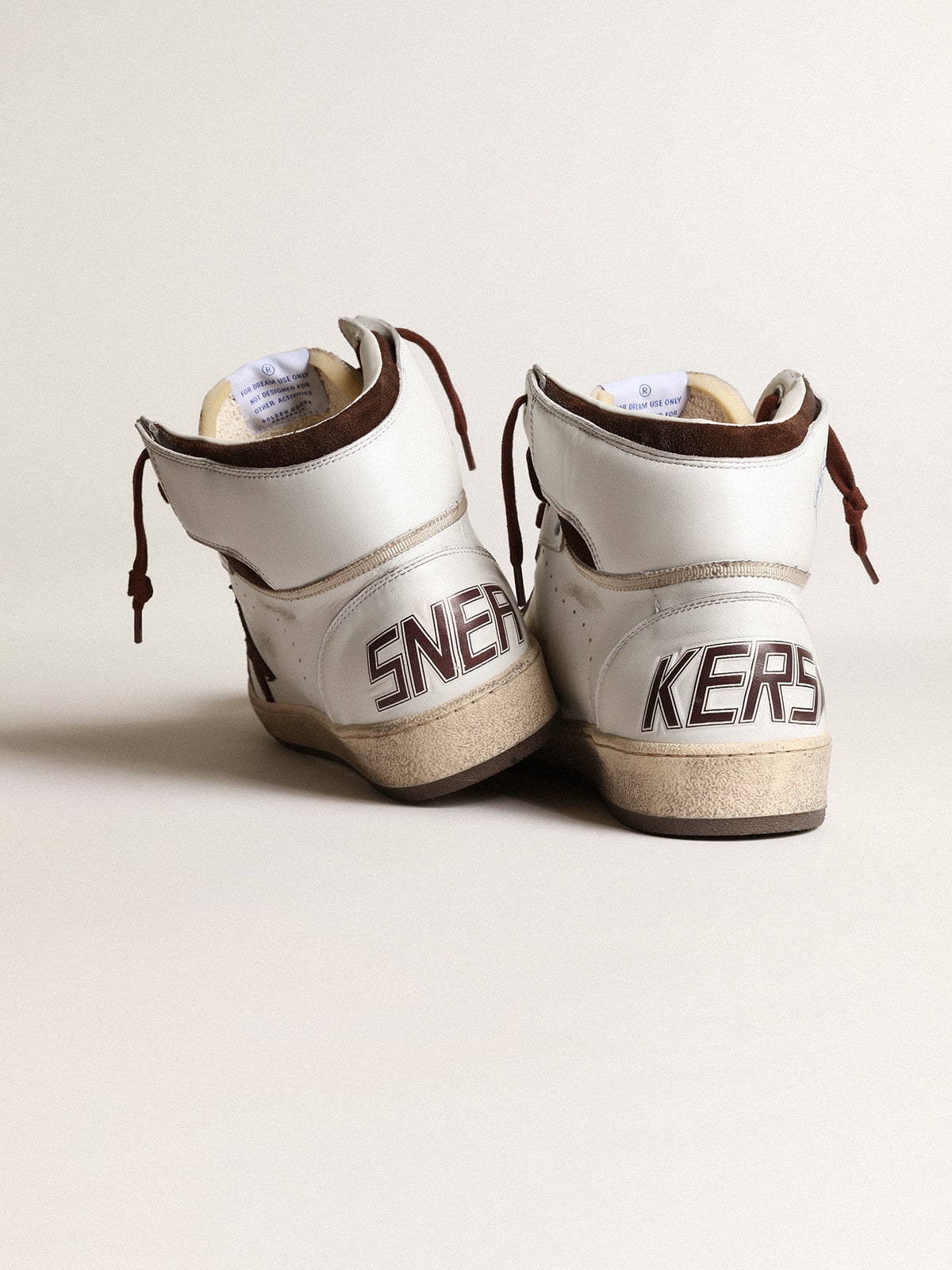 Golden Goose - Men’s Sky-star In White Nappa Leather With A Chocolate Suede Star, Man