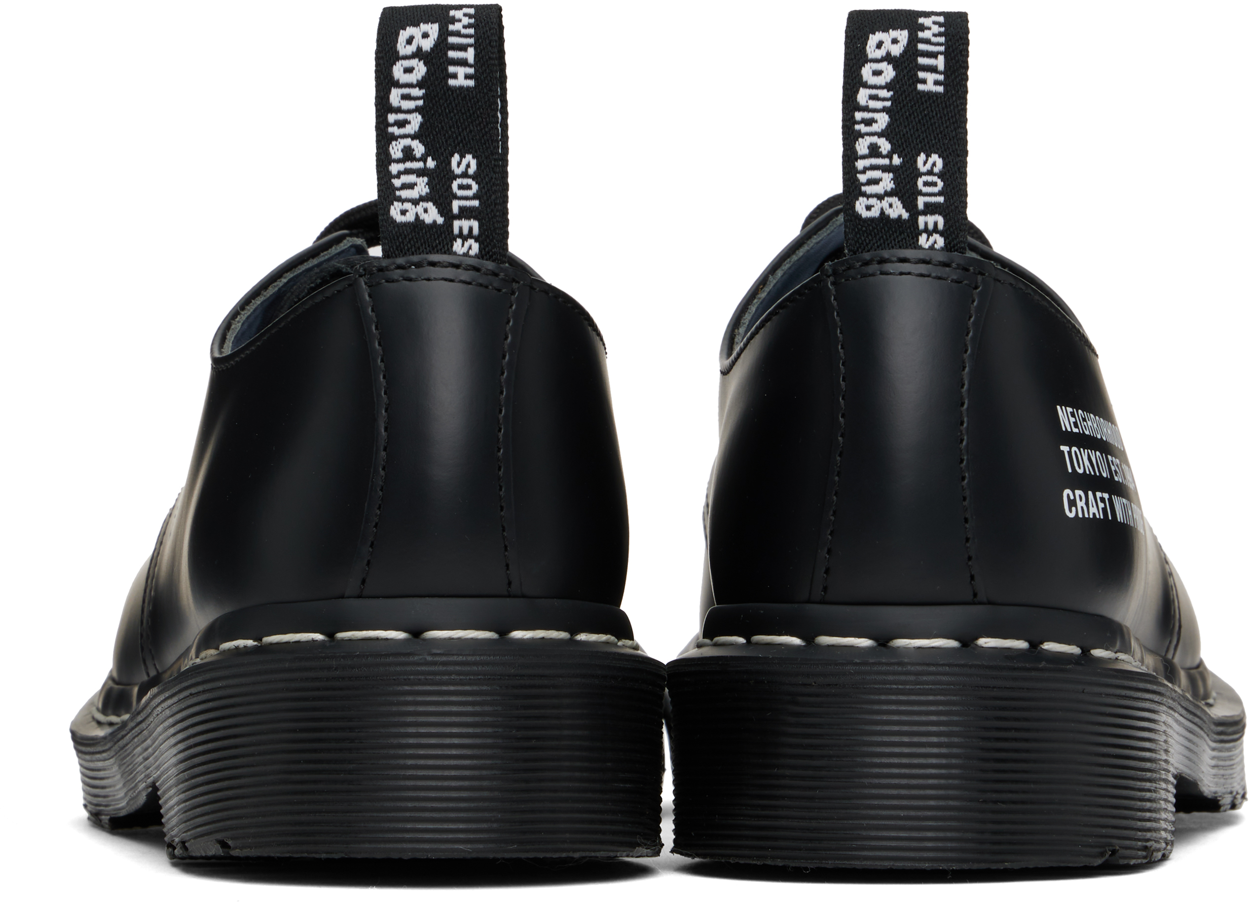 Dr. Martens Black NEIGHBORHOOD Edition Smiths NBHD Smooth Leather Derbys