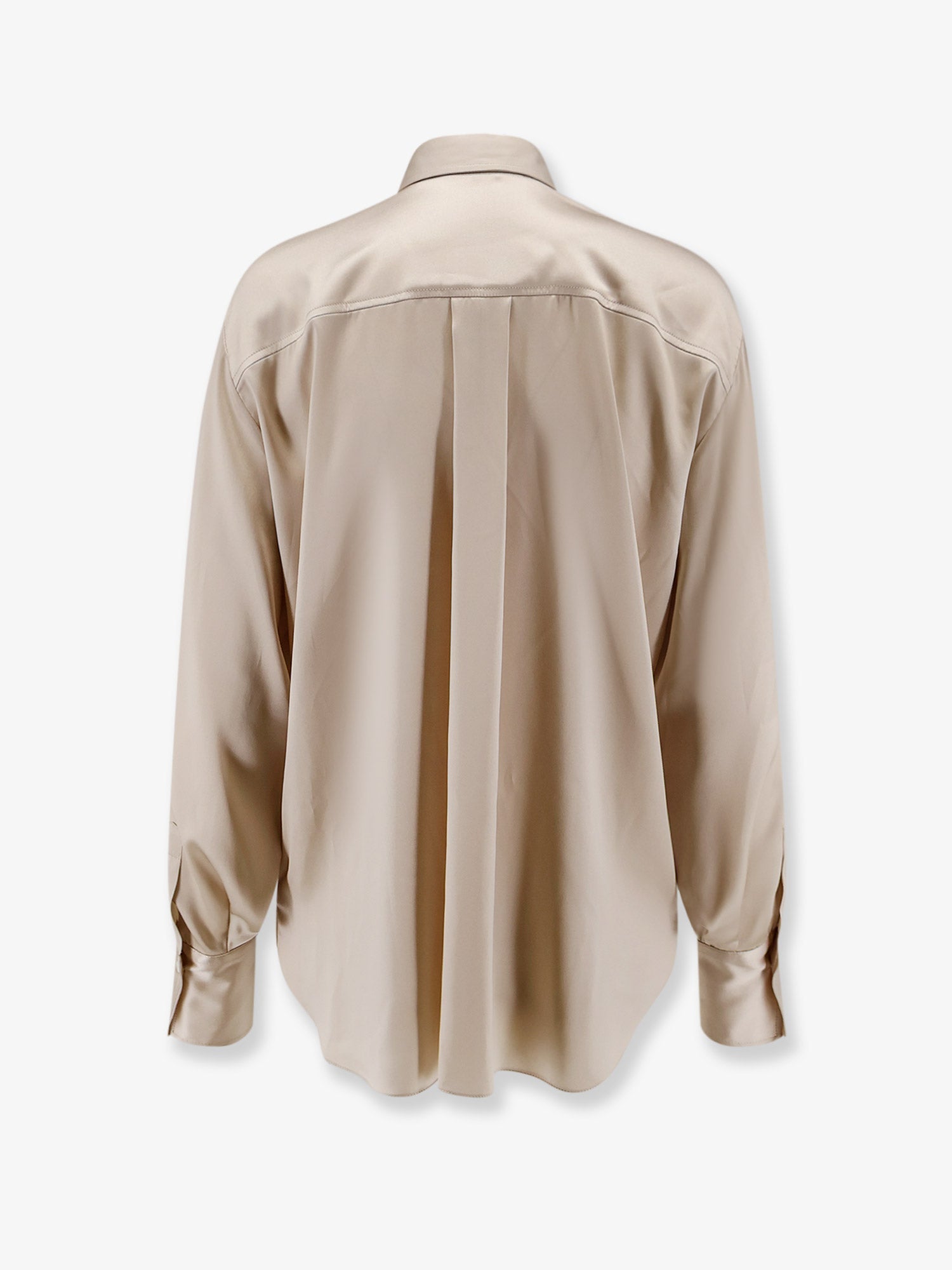 Monili-Embellished Silk Silk Shirt — Beige