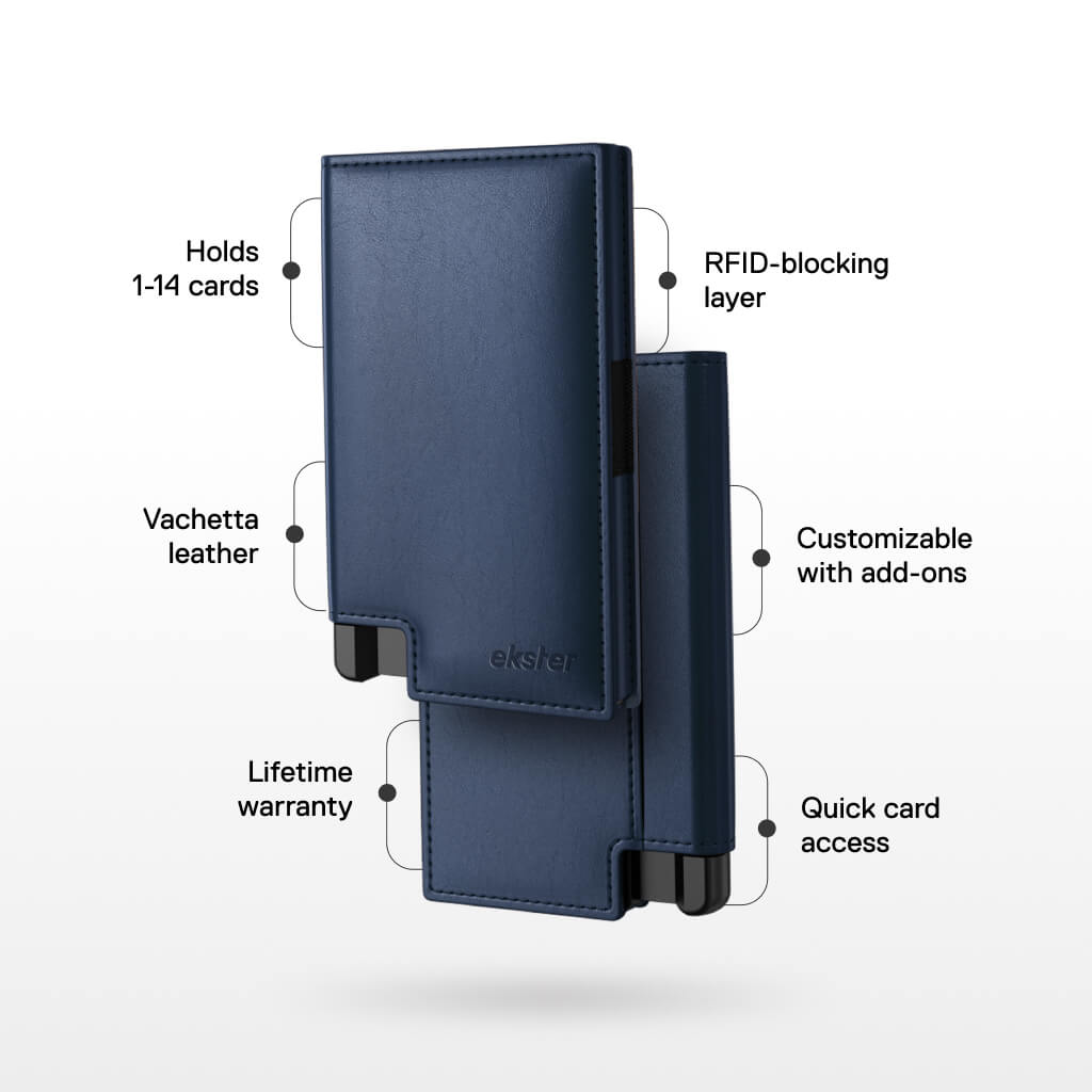 Men's Wallet - Cobalt Blue Pro Premium Slim Men's Wallet Trackable Wallet Leather Smart Wallet RFID Blocking
