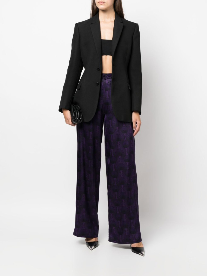 - Elastic Waist Printed Silk Trousers