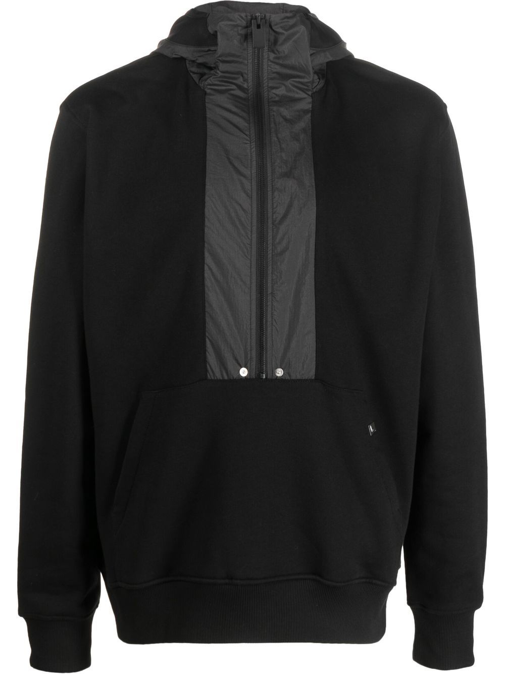 Panelled long-sleeve hoodie - Black