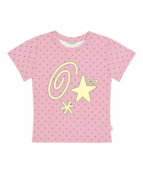 Kitsch Symbol Print Dot Slim Fit Short Sleeve T-Shirt Lemon