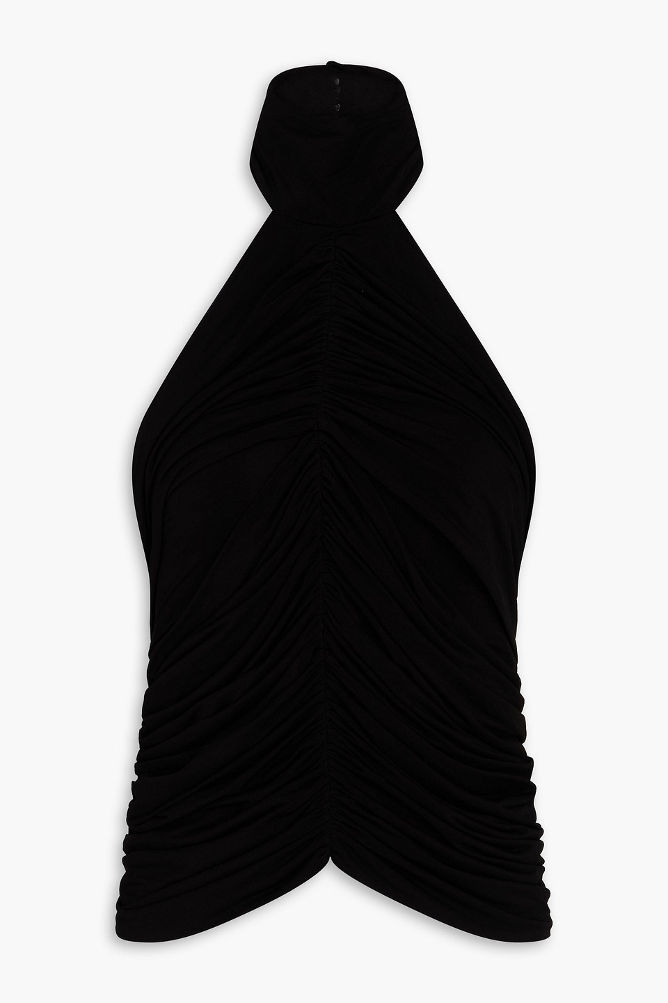 Ruched cupro-blend jersey top - Black - FR 42