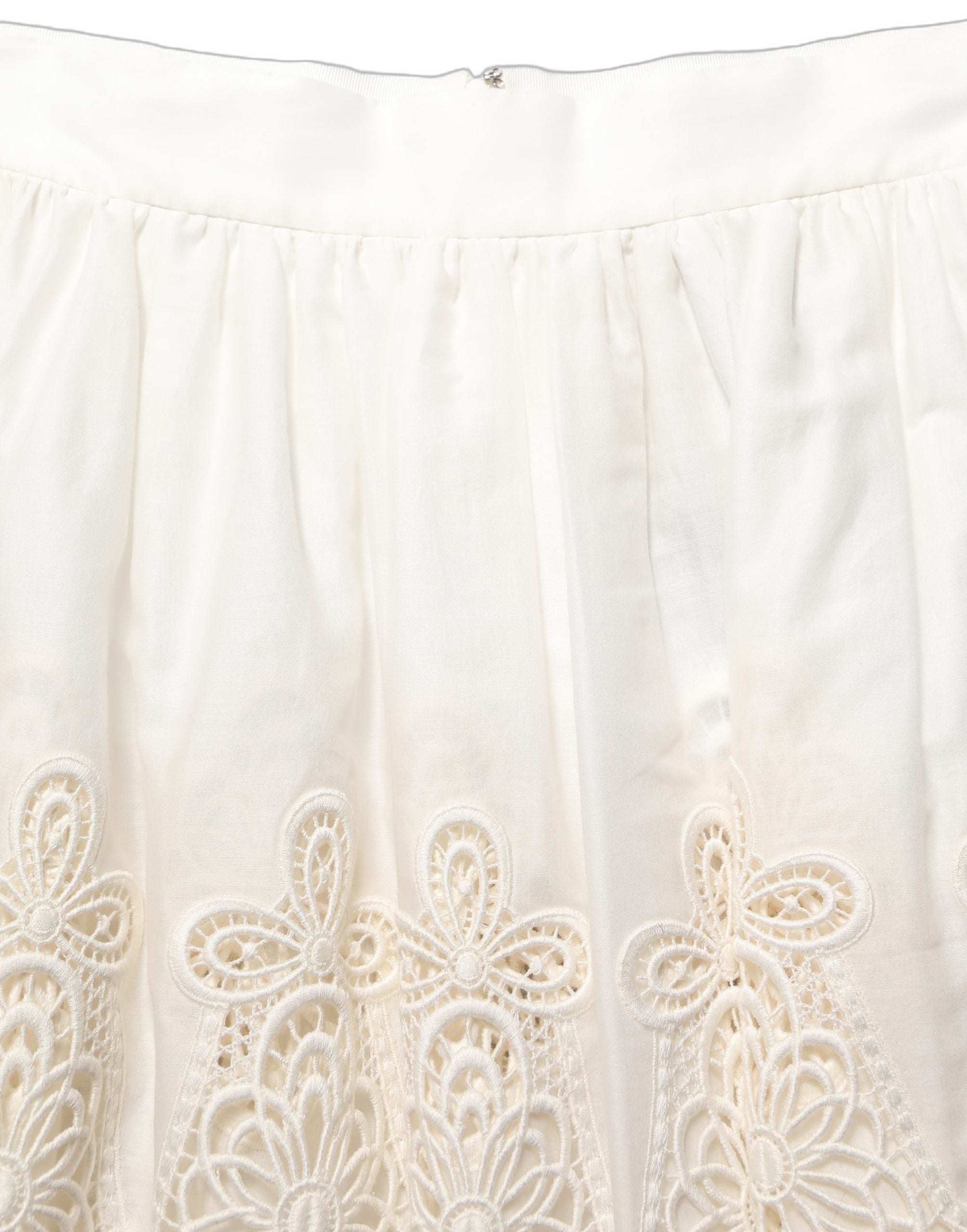 Floral Embroidered Mini Skirt — White