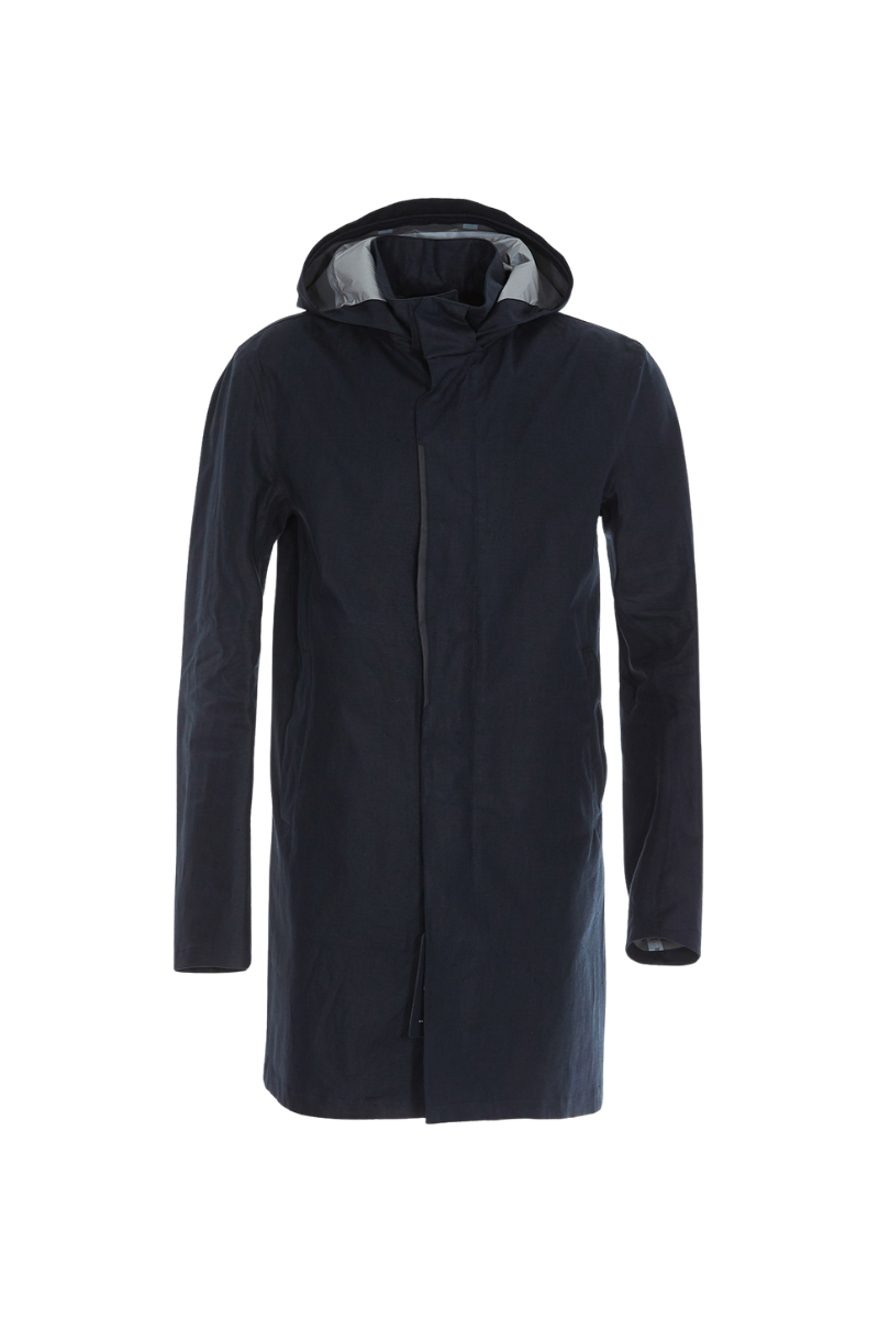 Hooded Technical Coat — Navy