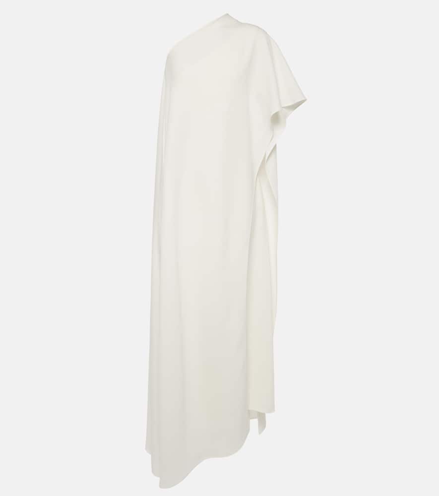 Caped asymmetric silk midi dress