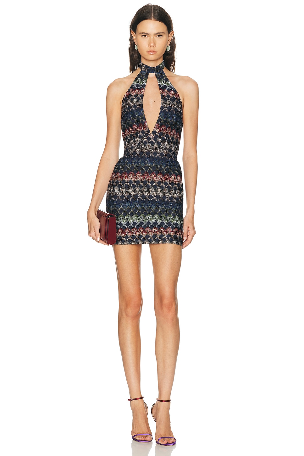 Missoni Keyhole Halter Mini Dress in Multi Dark - Navy. 42 also in