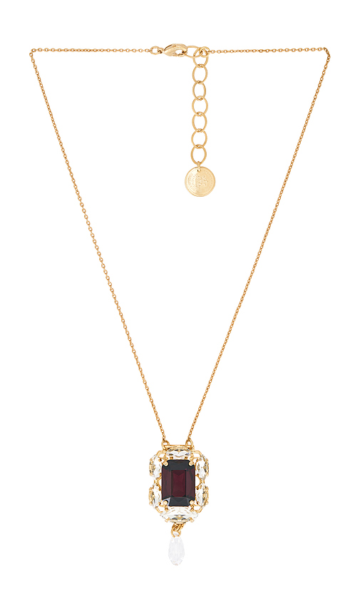 Anton Heunis Small Square Pendant With Drop Necklace in Burgundy