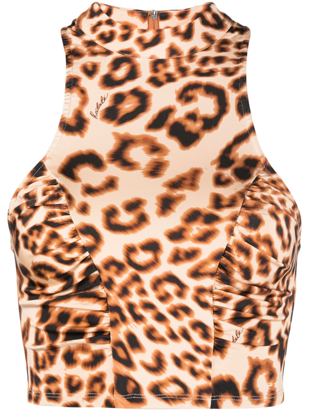 Leopard-pattern crop top - Brown