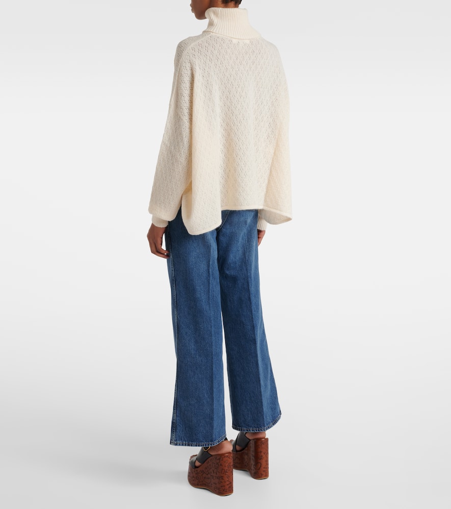 Chloé Pointelle wool-blend and silk turtleneck sweater