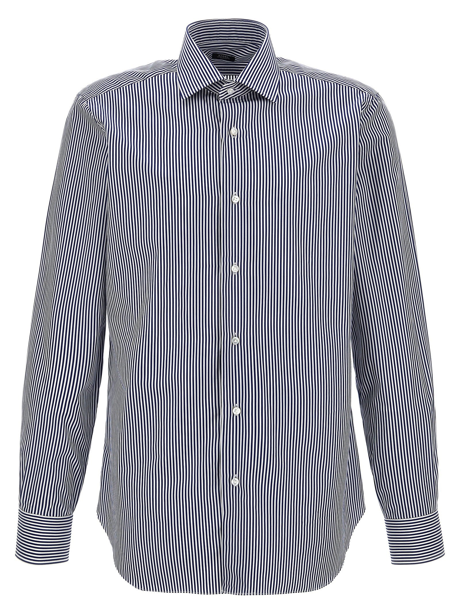 Striped Cotton Shirt — Navy