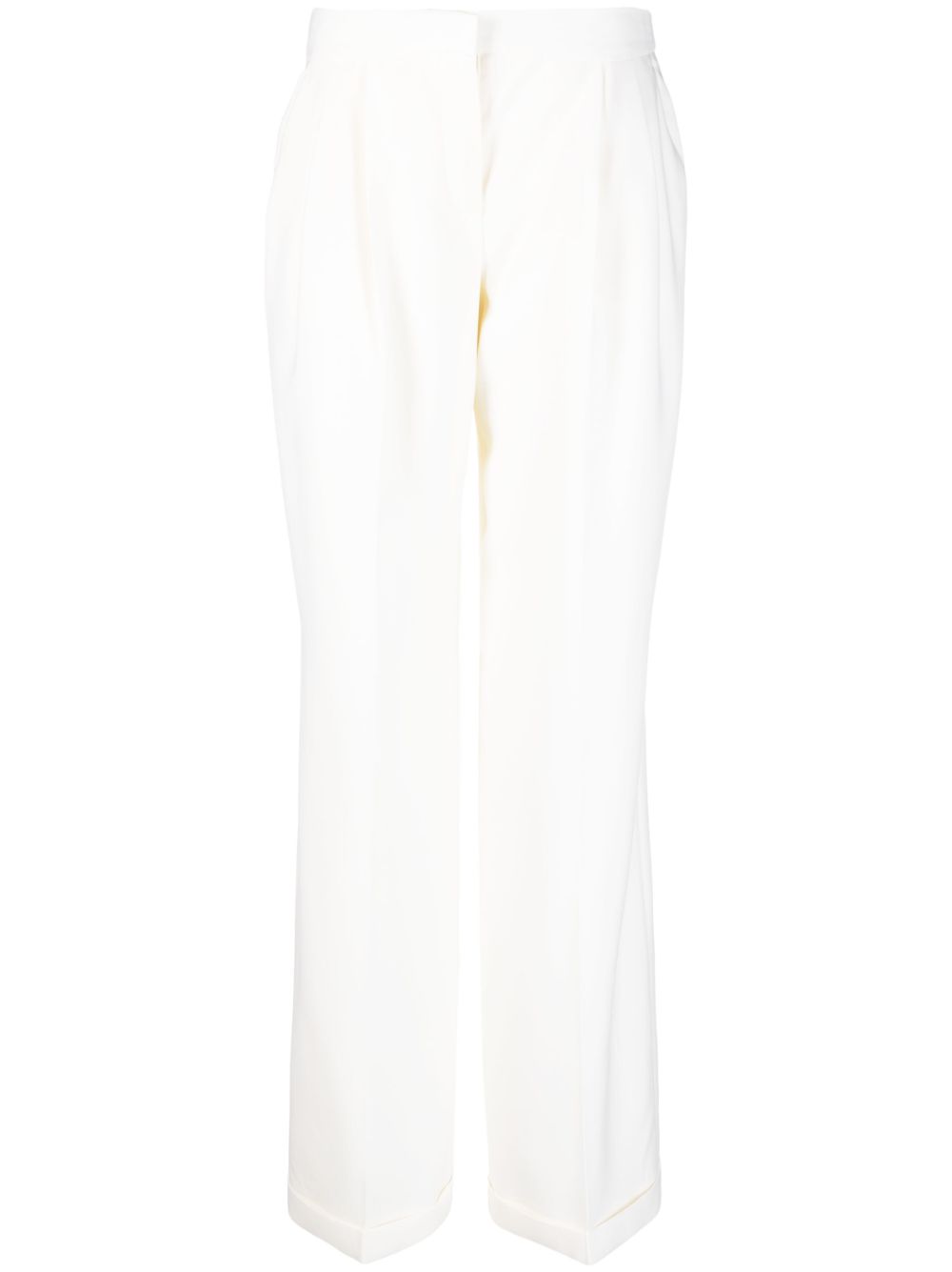 Wide-leg wool trousers - Neutrals