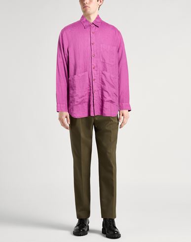Man Shirt Mauve Size 4XL Linen