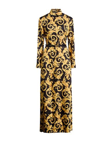 Woman Maxi dress Yellow Size 4 Polyester, Calfskin