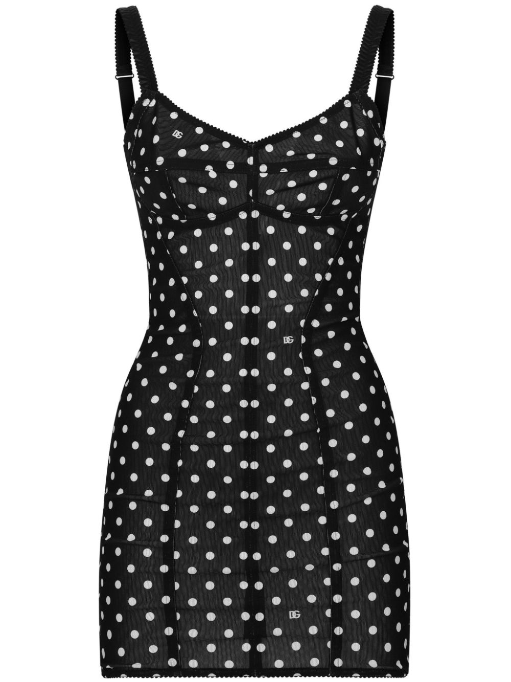 Polka-dot corset minidress - Black