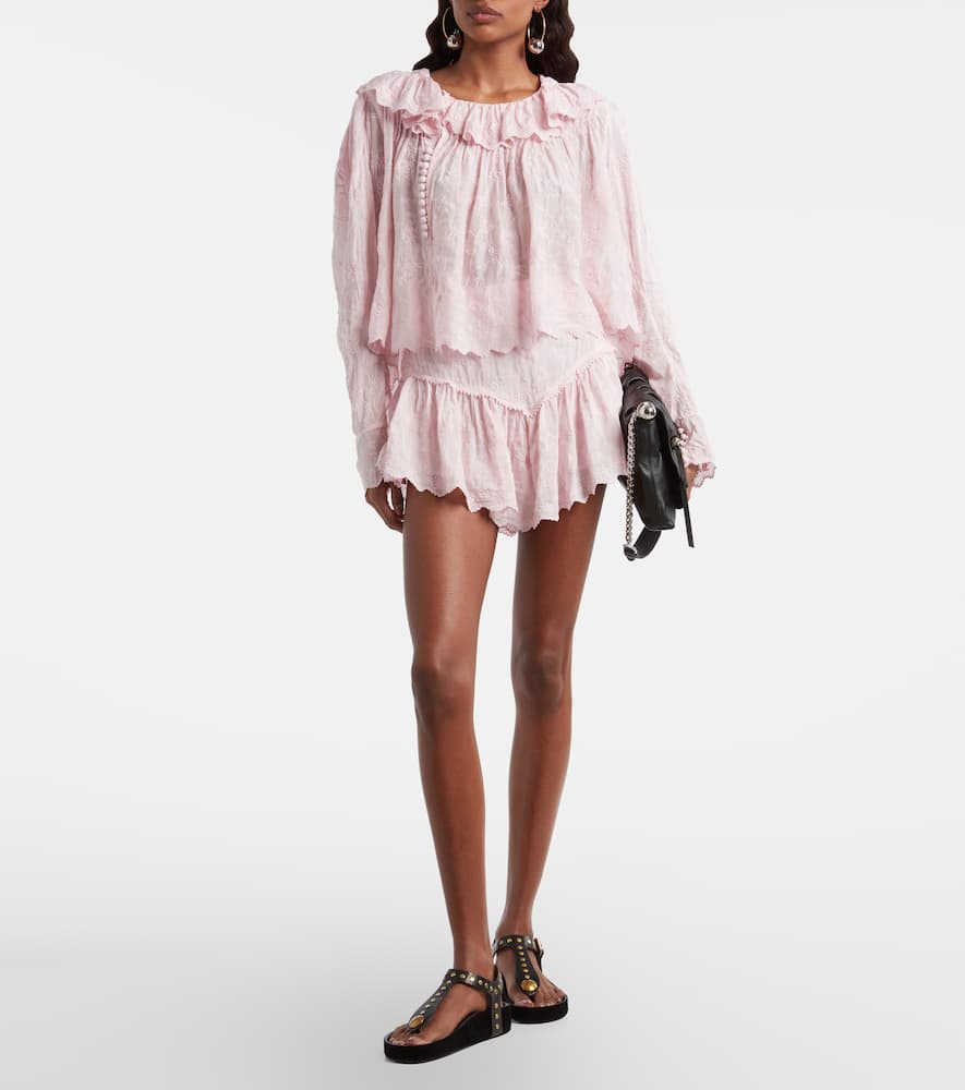 Zelly embroidered cotton and silk blouse