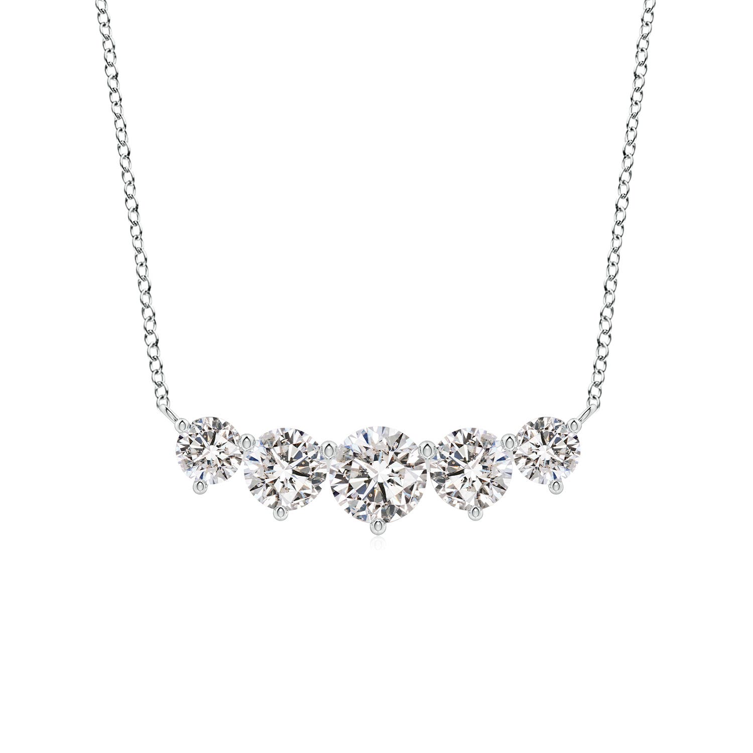 Angara 1.0 Carat Graduated Five Stone Round Diamond Necklace in 18K White Gold