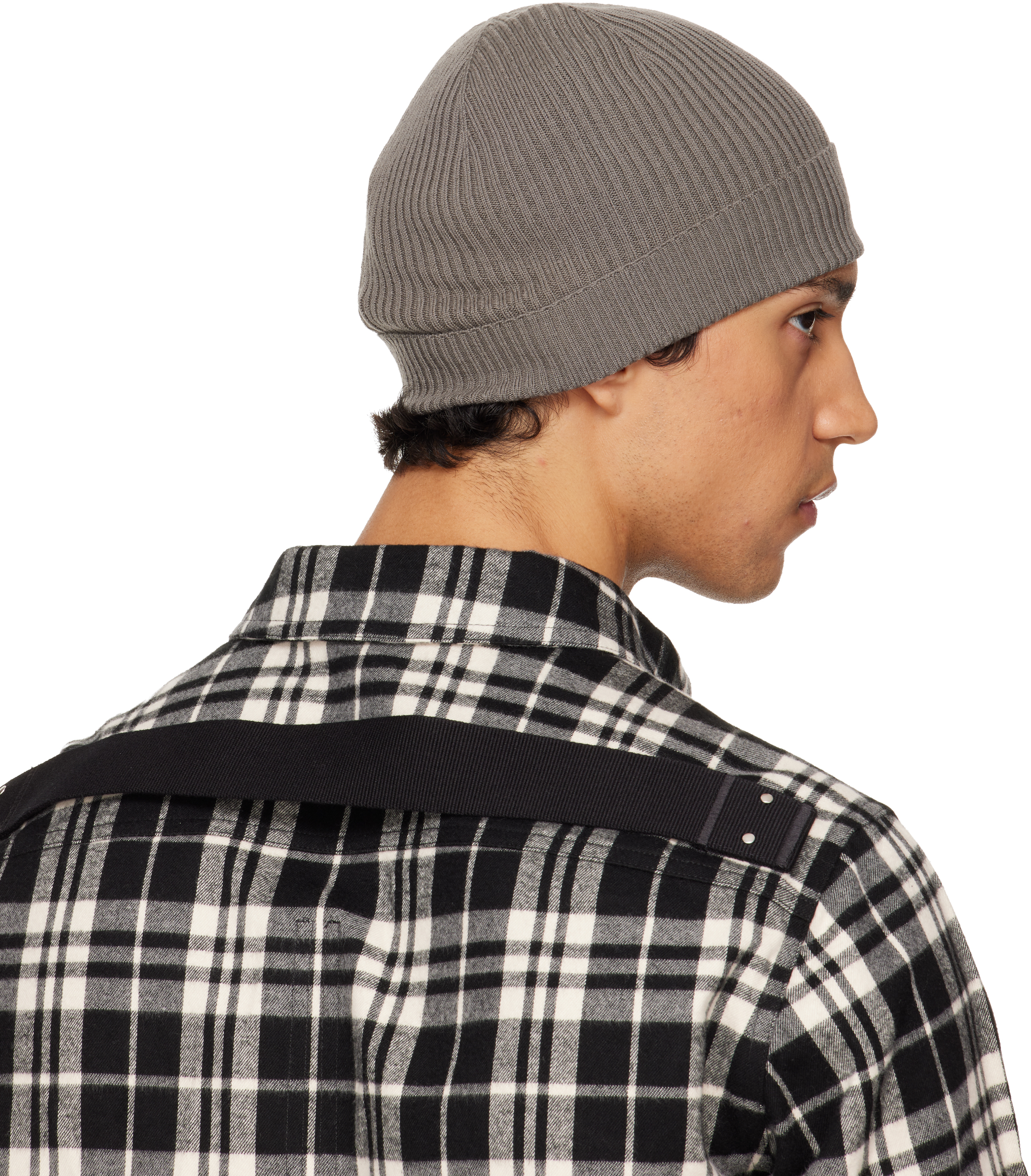 Gray Temple Ribbed Beanie
