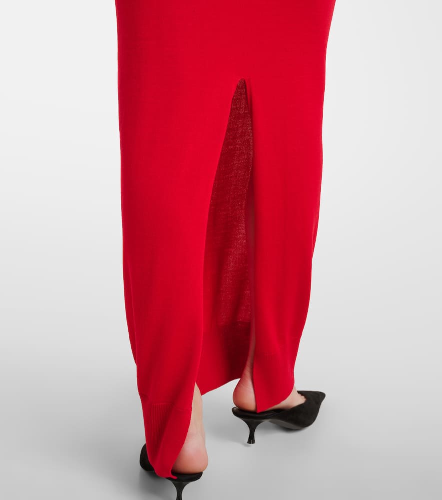 Off-shoulder wool maxi dress