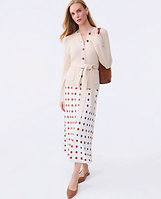 Ann Taylor Dotted Satin Bias Slip Skirt