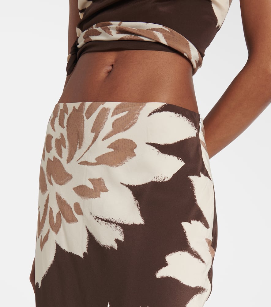 SIR Floral one-shoulder silk satin top