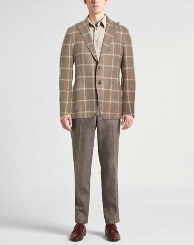 Man Blazer Khaki Size 40 Virgin Wool, Polyamide