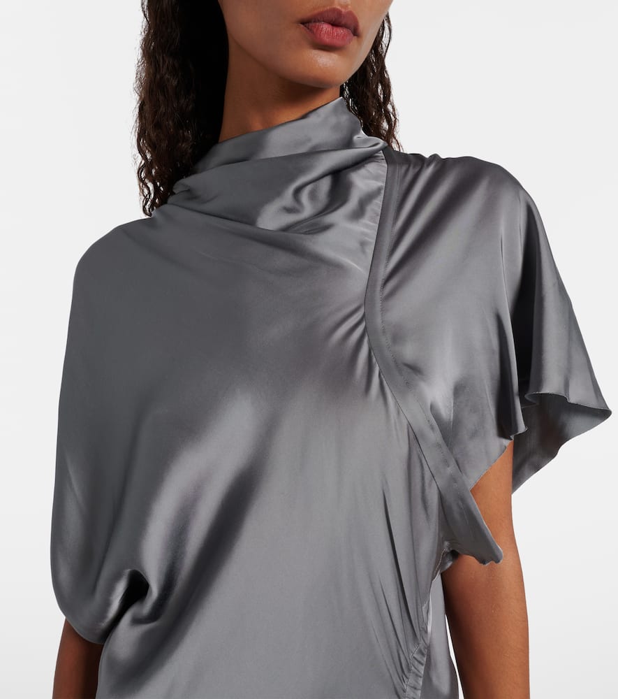 Gathered satin midi dress