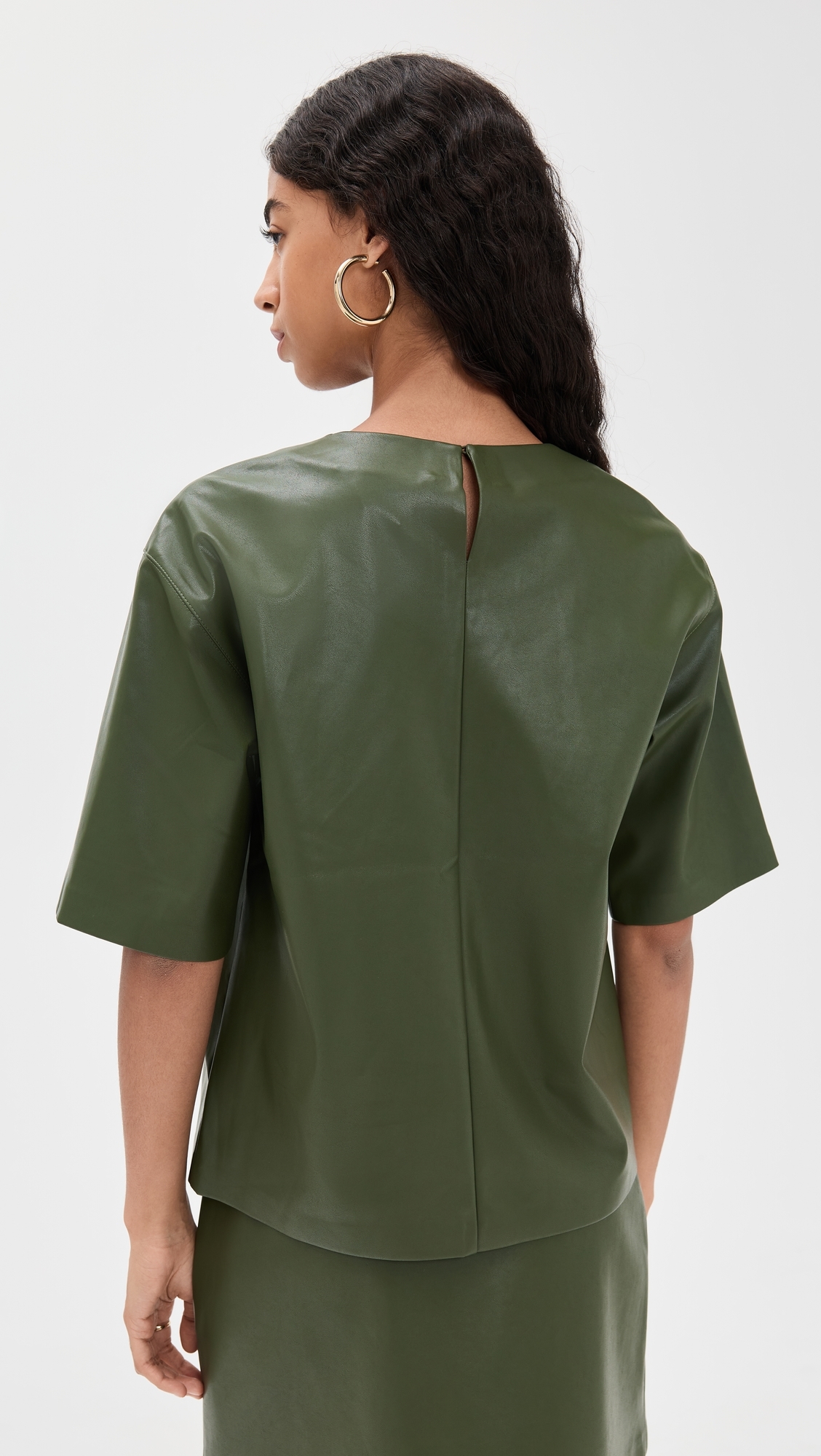 Caroline Faux Leather Tee Coffee