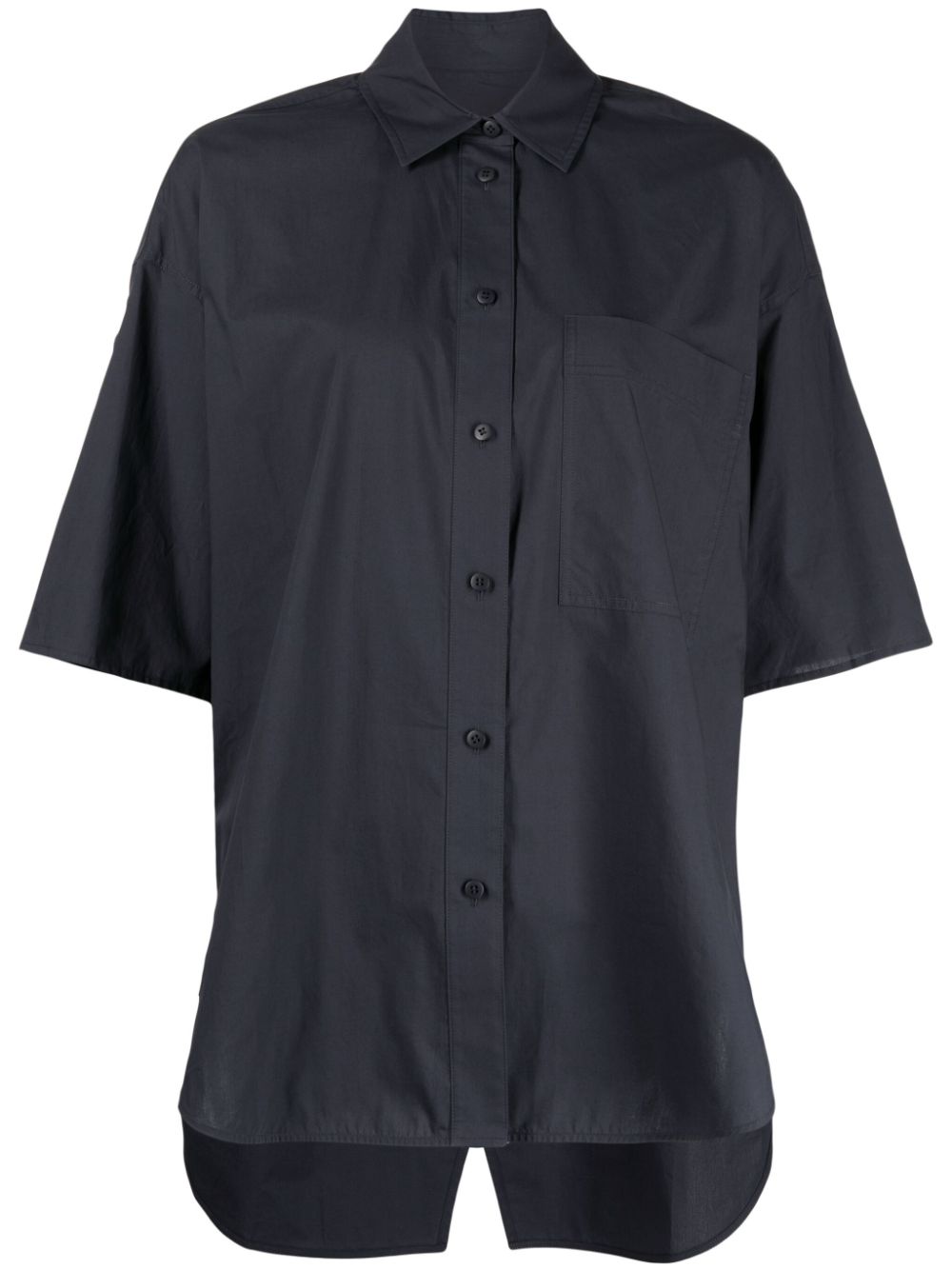 Drop-shoulder button-down shirt - Blue