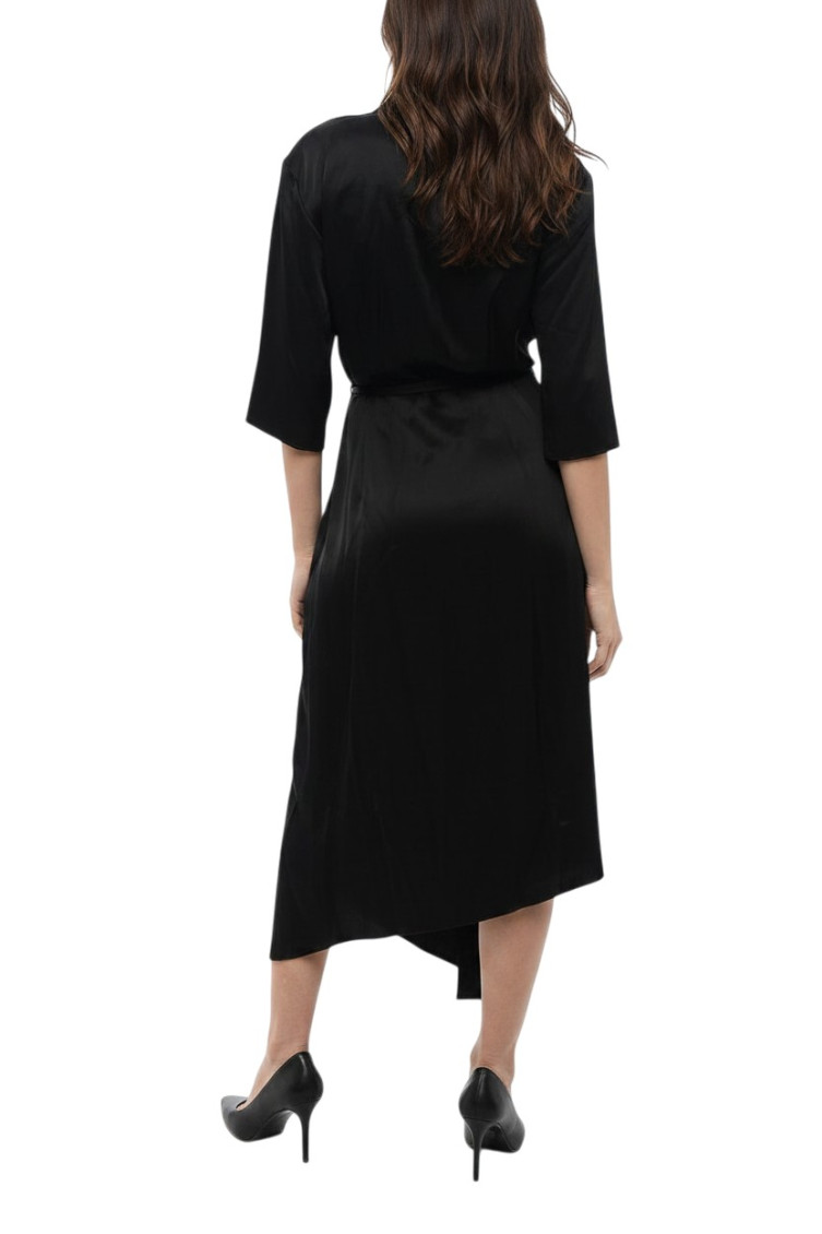 Black Shirt Collar Midi Dress