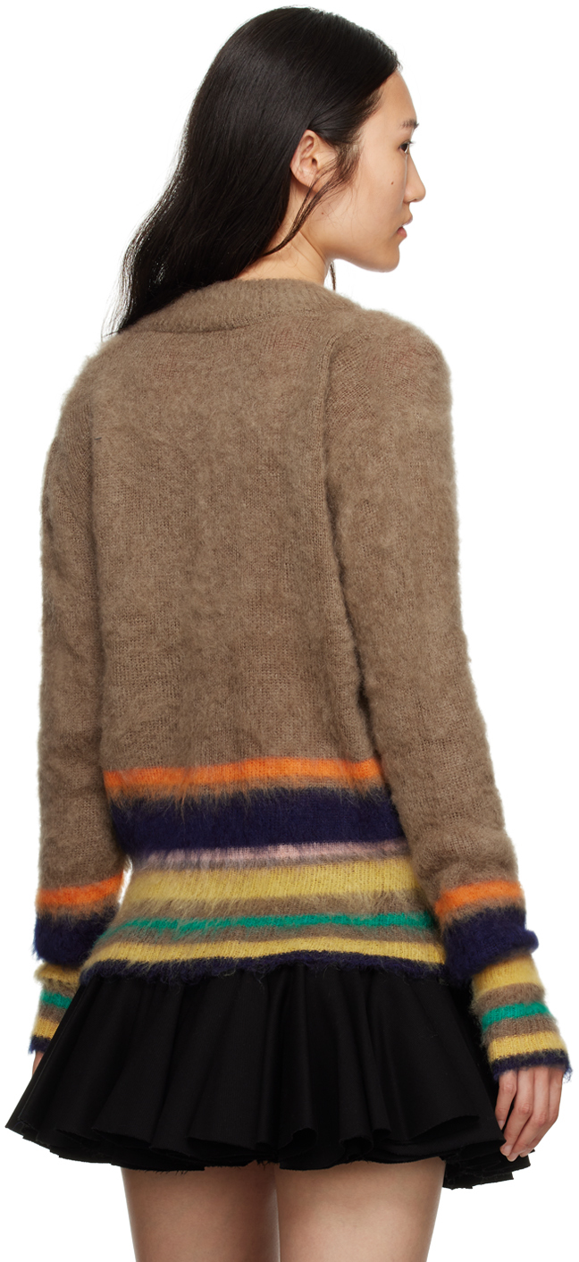 Beige Striped Cardigan