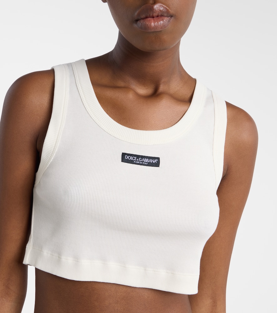 Logo cotton jersey crop top