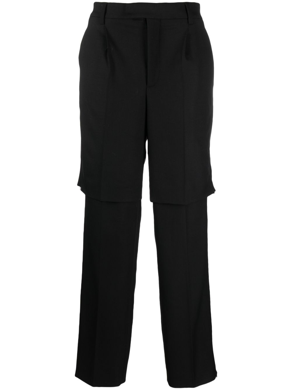 Straight-leg virgin wool-blend trousers - Black
