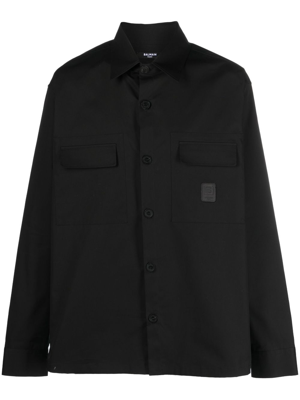 Logo-patch cotton shirt - Black