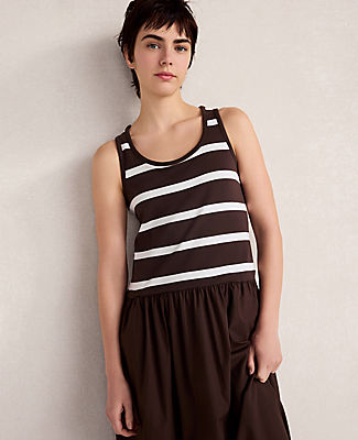 Ann Taylor Haven Well Within Organic Cotton Stripe Midi Dress