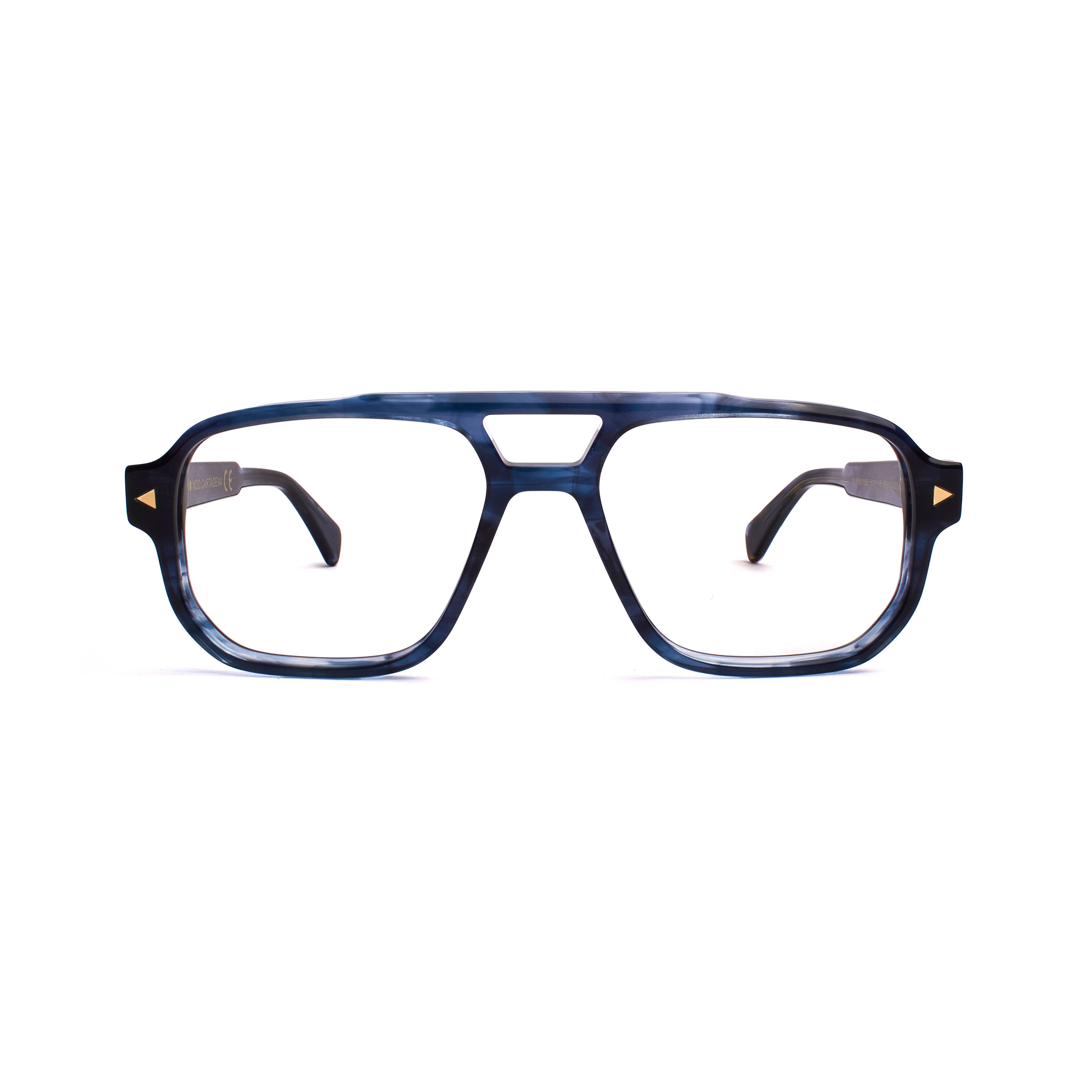 XLAB Unisex Cartagena Montature da vista Acetato Blu striato Squadrata Demo