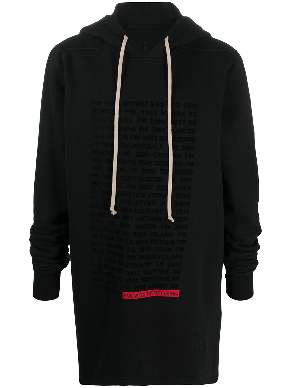 Text-print cotton hoodie - Black