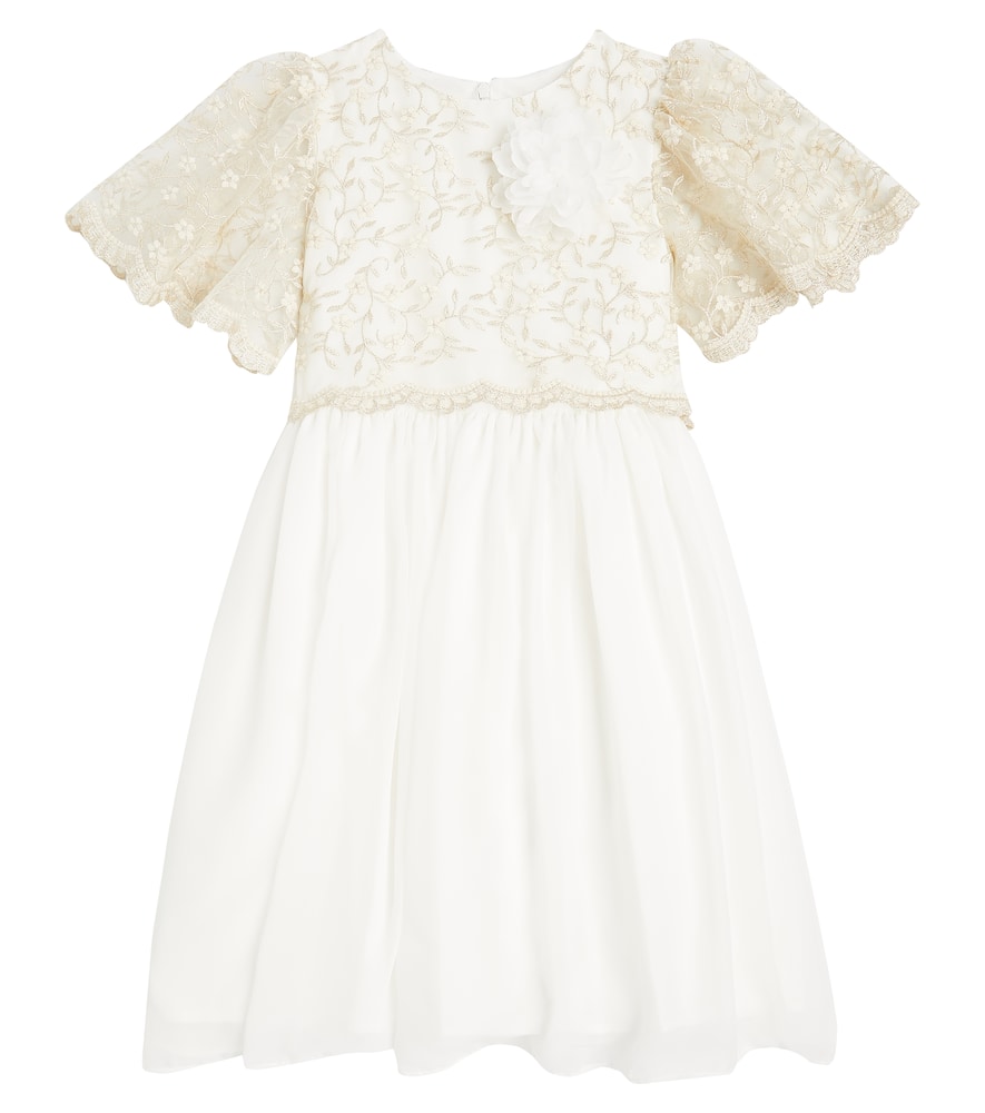 Patachou Bow-detail embroidered tulle dress