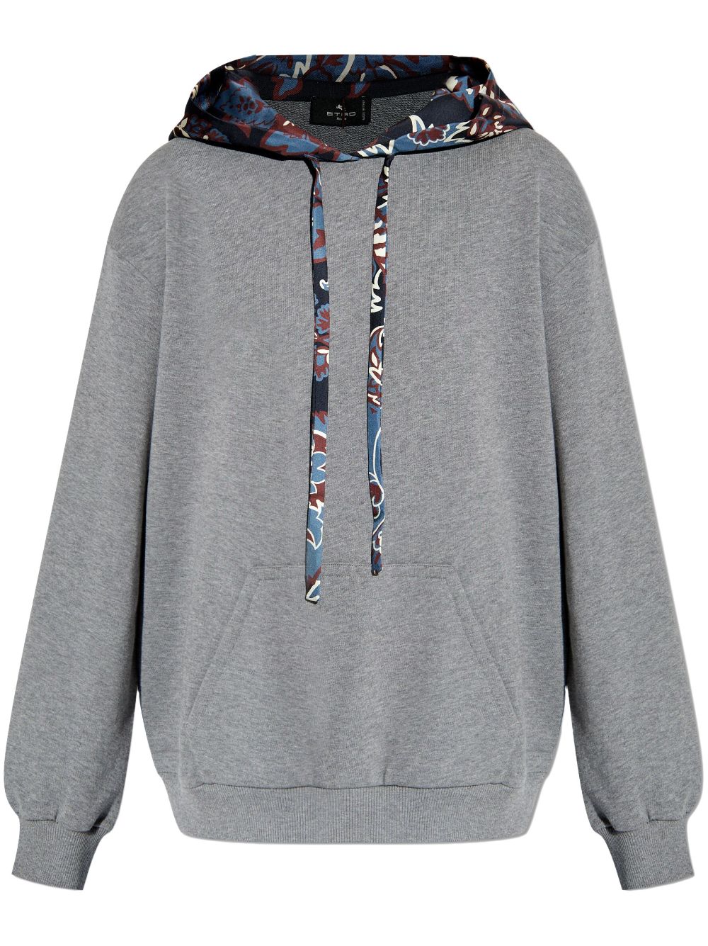 Contasting-hood cotton hoodie - Grey