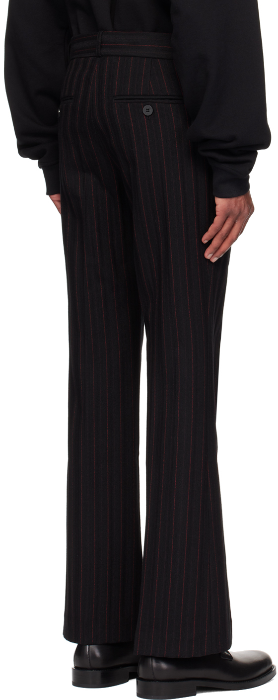 ERNEST W. BAKER ブラック ピンストライプ フレアパンツ