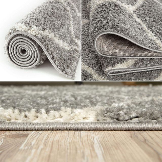 Moroccan Shaggy Rugs and Runners for Living Room Diamond Design