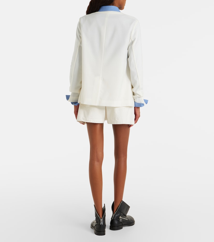 Paneled denim shorts