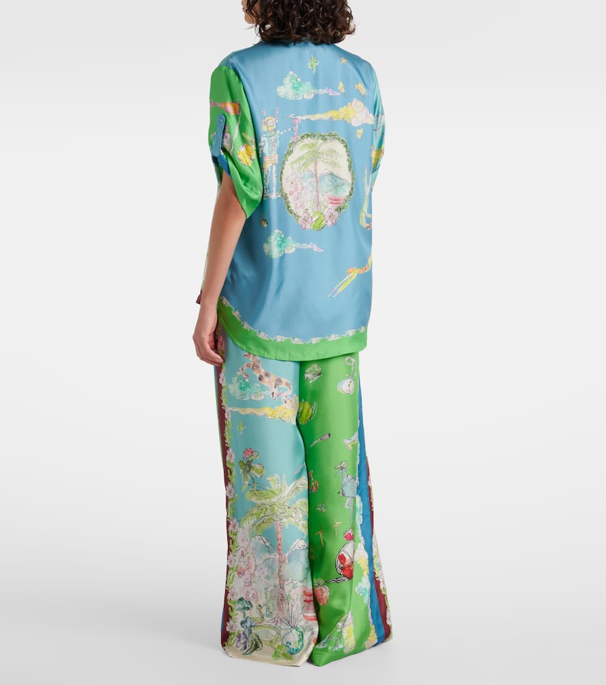 Alémais Daria printed silk satin shirt