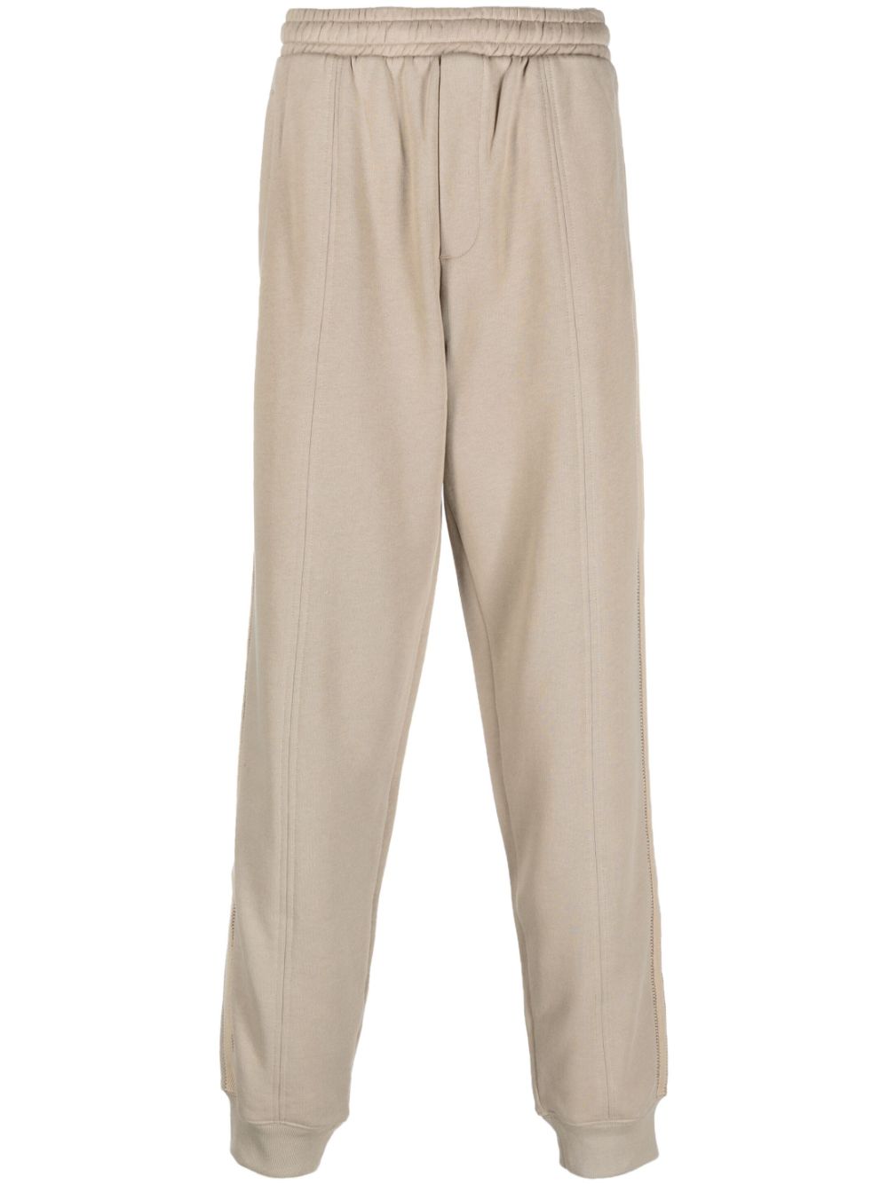 Elasticated-waist cotton track pants - Neutrals