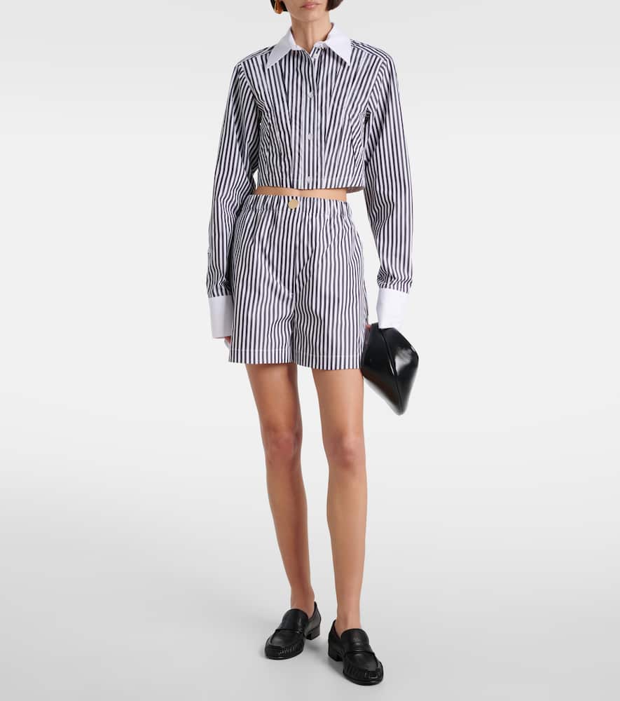 Cropped striped cotton poplin shirt