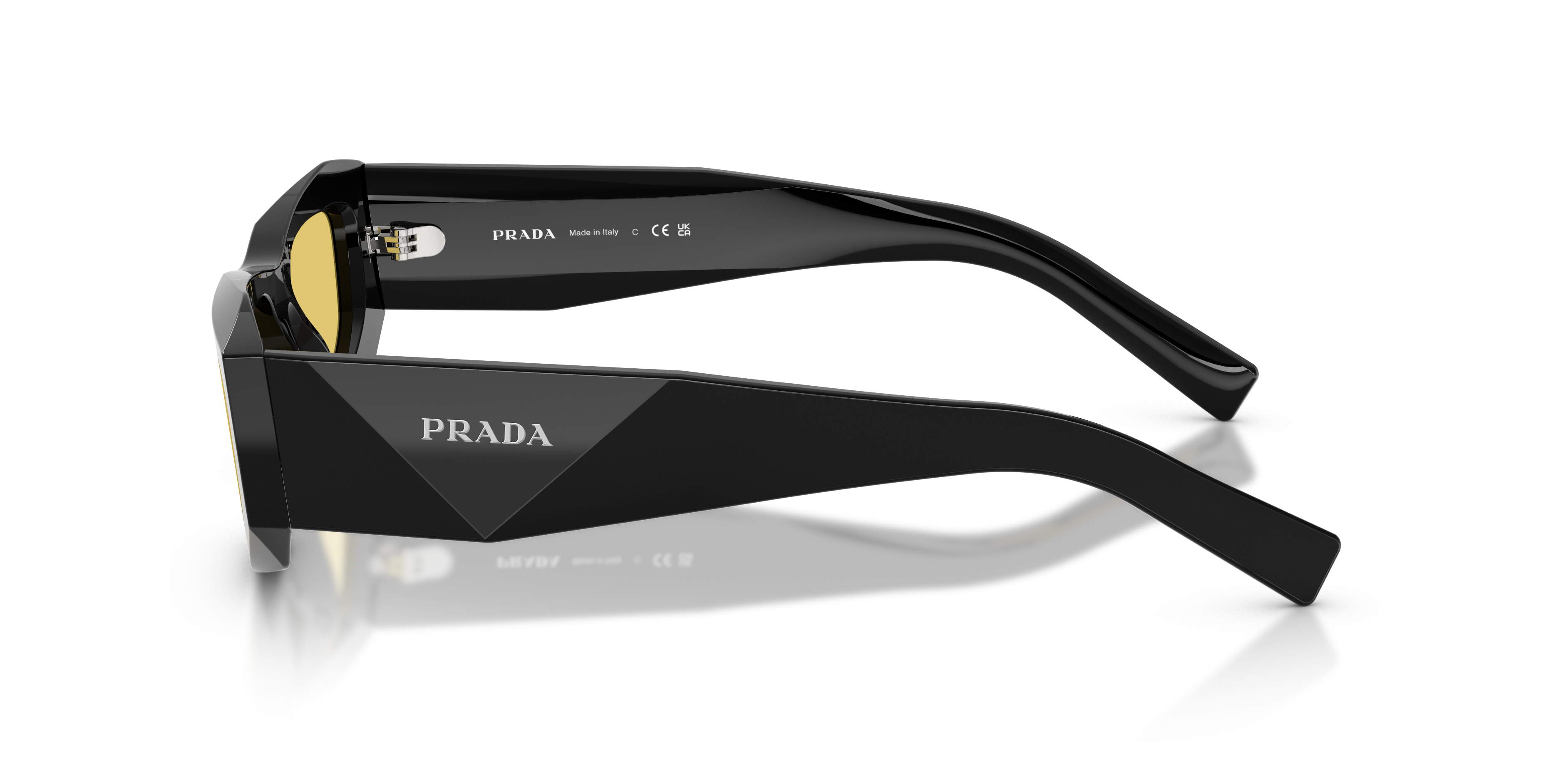 Prada Man Prada PR B19S 16K455 Sunglasses Acetate Black Yellow Pillow Norma