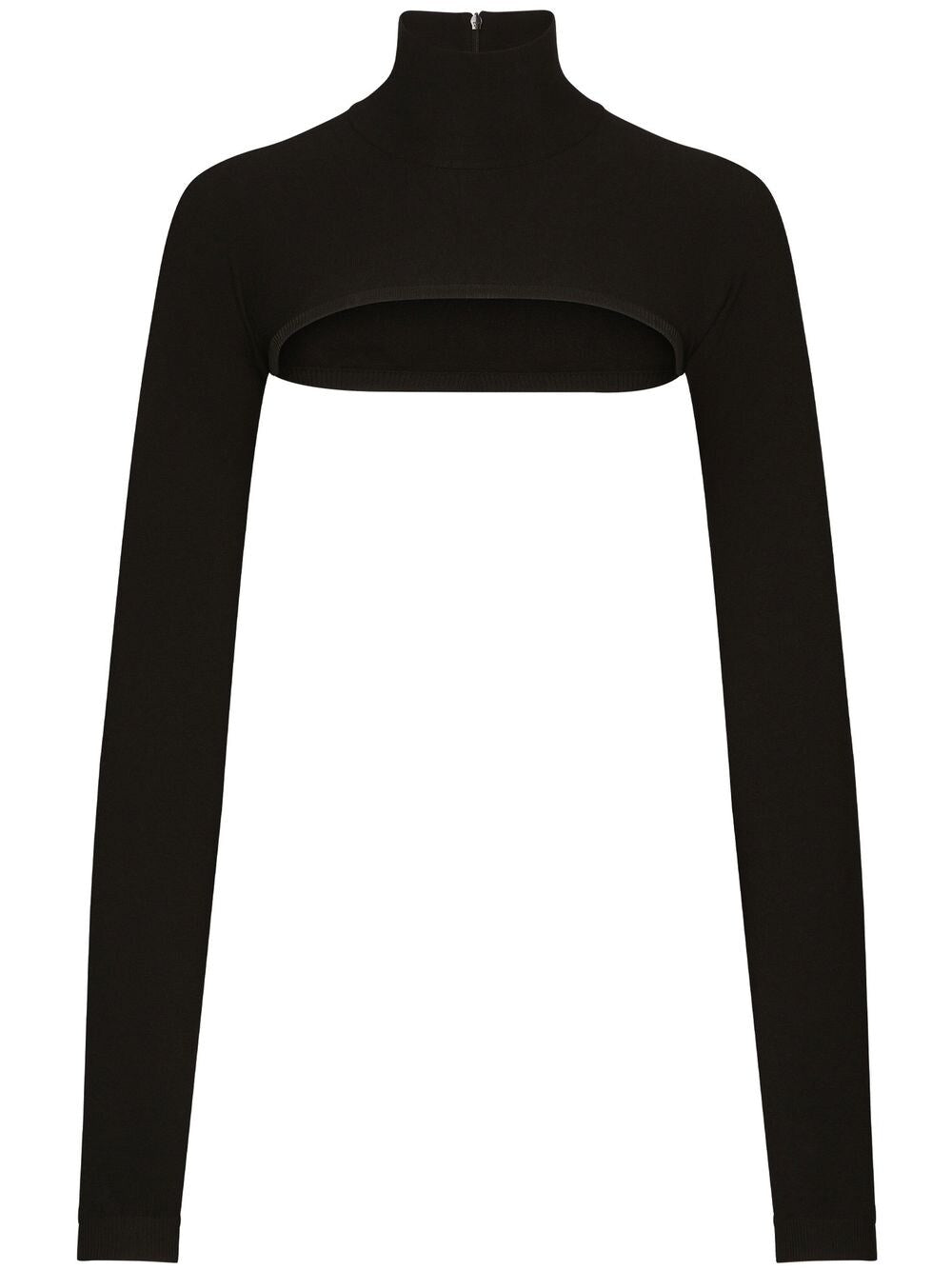 Cropped High-Neck Bodysuit — Black