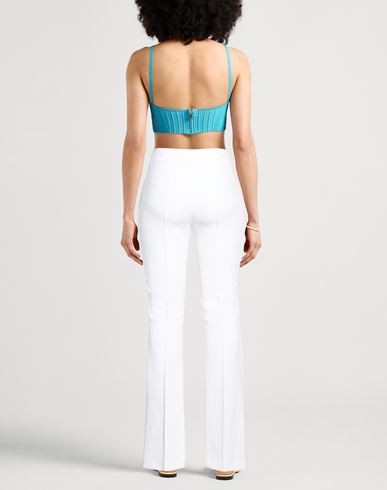 Woman Pants White Size 12 Polyester, Elastane